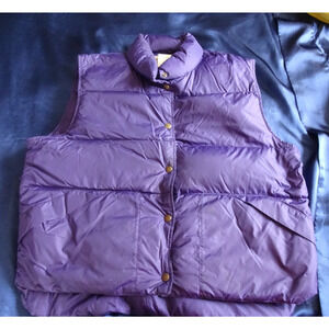Vtg Purple LL BEAN Womens XL Goose Down Puffer Vest Hiking Camping Gorpcore 90s